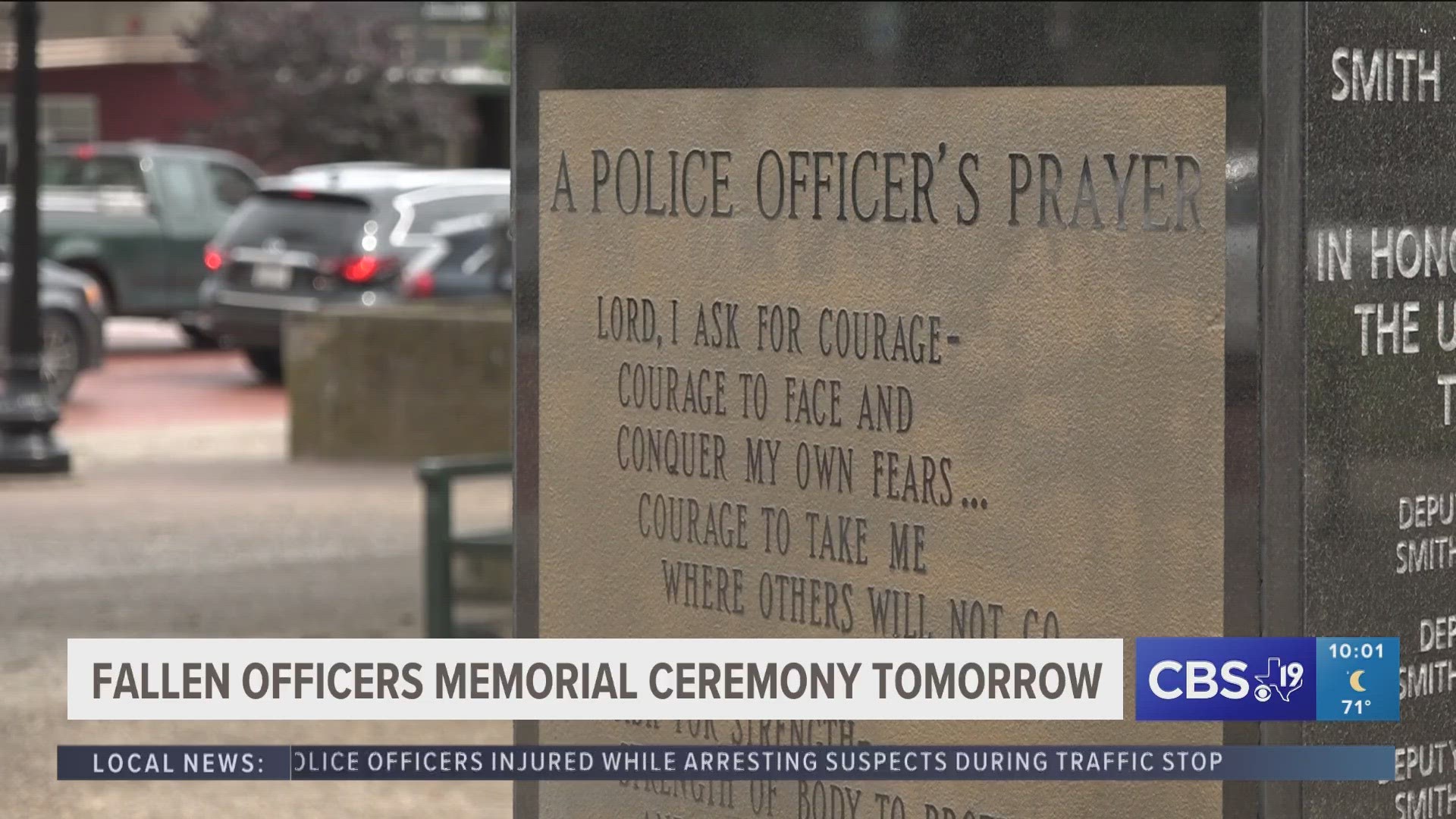 The 2023 Peace Officers Memorial will take place Wednesday, May 17th at noon on the downtown square in Tyler.