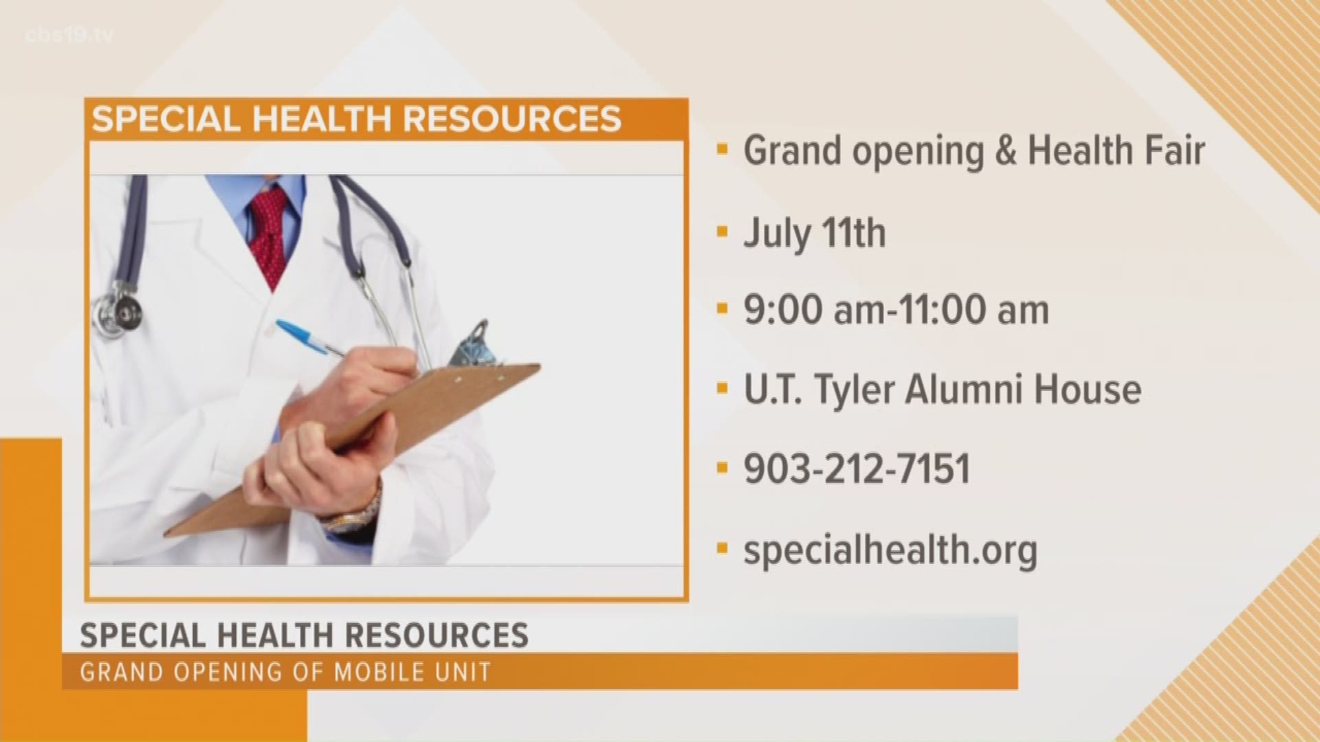 A mobile health unit, in partnership with UT Tyler and Special Health Resources, is open to the public beginning July 15.