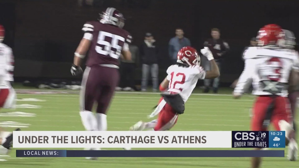 UNDER THE LIGHTS: Carthage Bulldogs dominate Athens Hornets 63-28