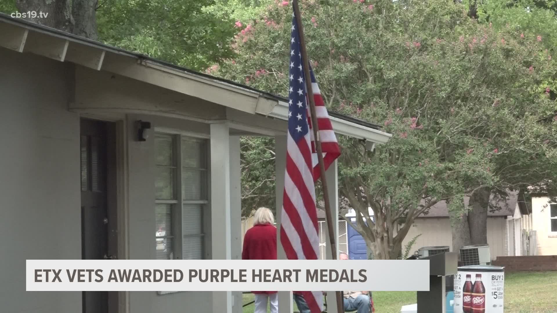 A few East Texas vets were awarded purple heart medals at a ceremony at CampV Friday morning.