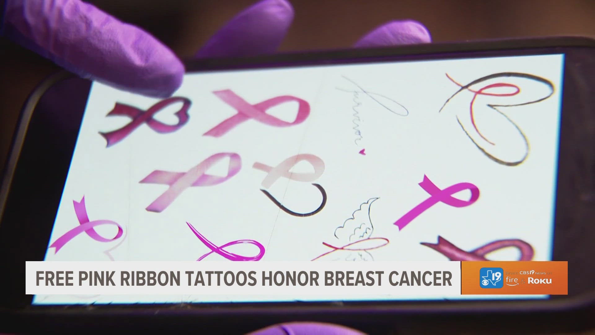 Free pink ribbon tattoos honor breast cancer, image size:1920x1080