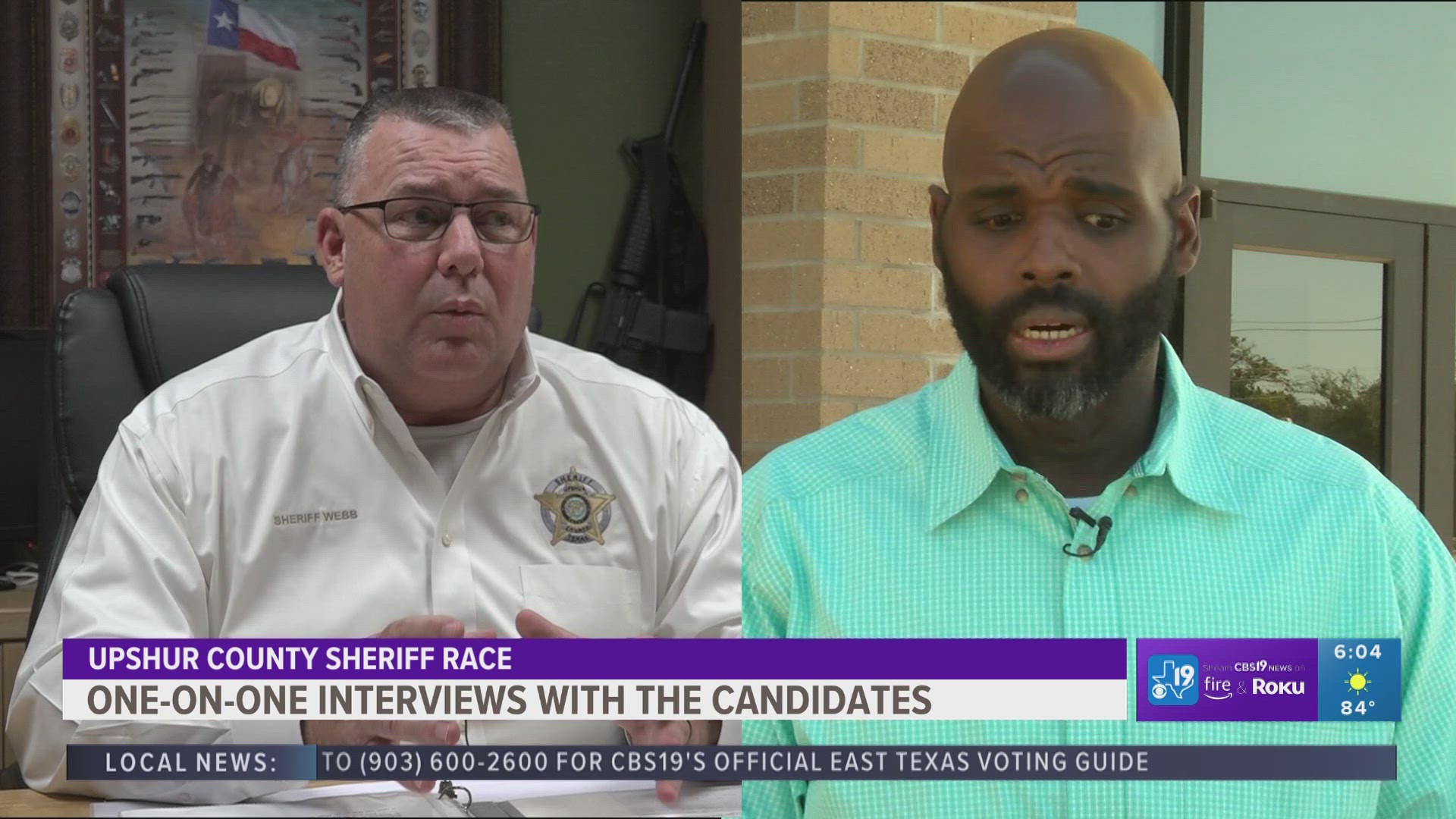 Brandon Williams is looking to be the new sheriff in Upshur County as incumbent Larry Webb seeks a third term.  