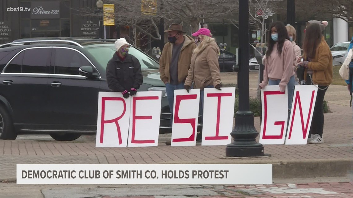 Democratic Club of Smith County hold protest calling Senator Ted Cruz, Rep. Louie Gohmert to …