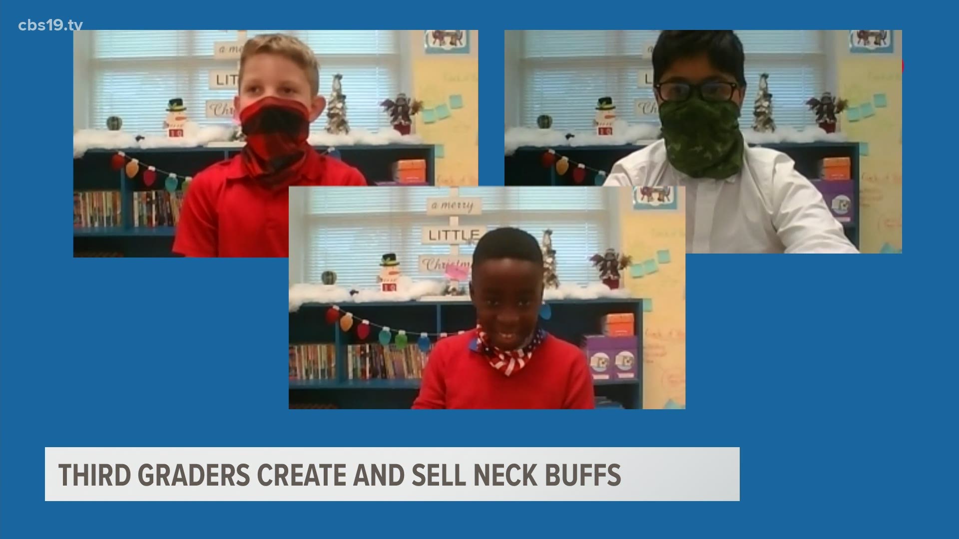 Students at Hudson PEP Elementary in Longview run their business selling neck buffs online.