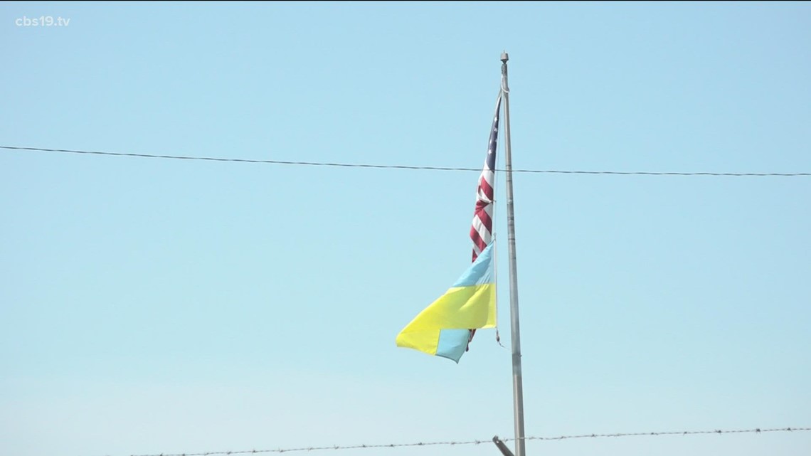 Ukrainian flag flying proudly at Tom Finley Park