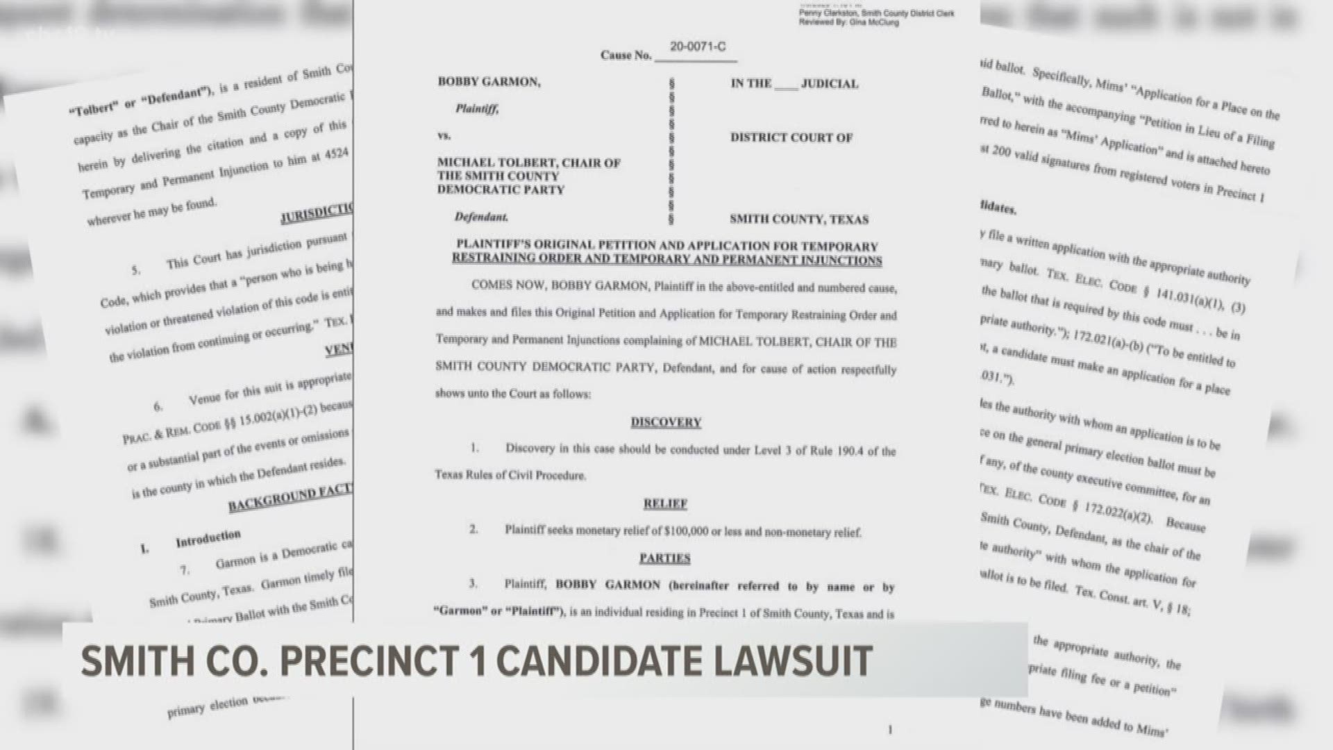A lawsuit has been filed claiming one of the candidates running for Smith County Precinct 1 Constable failed to meet legal requirements to be on the ballot.