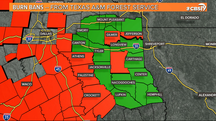 Texas Burn Ban Map Marion County Issues Burn Ban | Cbs19.Tv