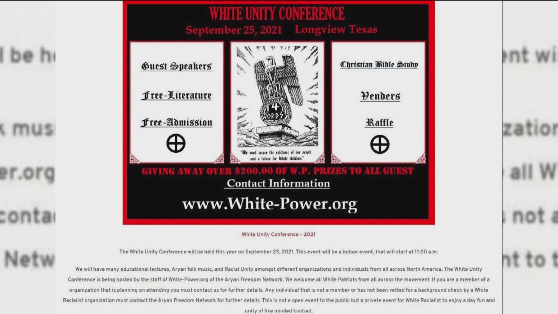 The potential "White Unity Conference" is set to happen on Sept. 25.