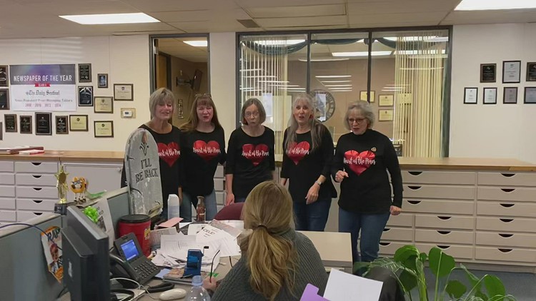 Heart of the Pines Chorus perform Singing Valentines for loved ones