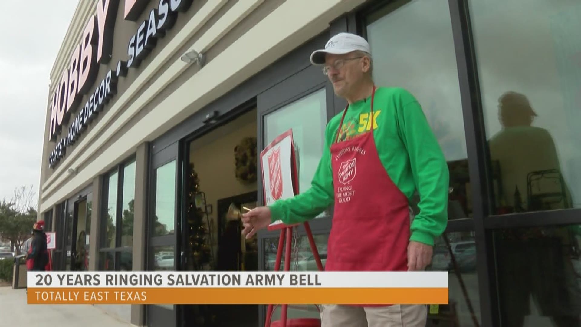 David Booth will spend 14 days ringing the Salvation Army Bell and manning a red kettle. His giving spirit is 'Totally East Texas.'