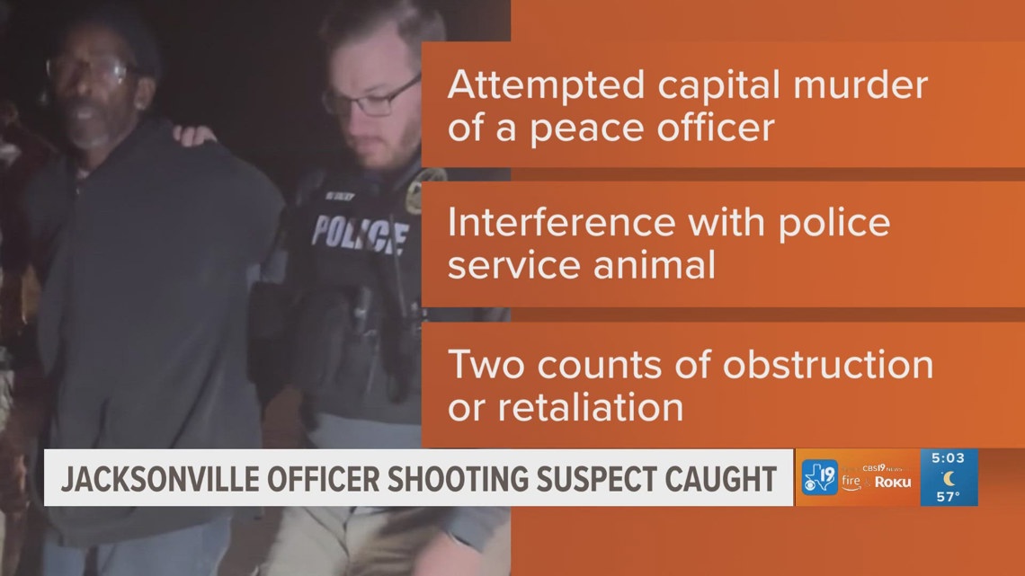 Suspect accused of shooting Jacksonville officer, captured, charged ...
