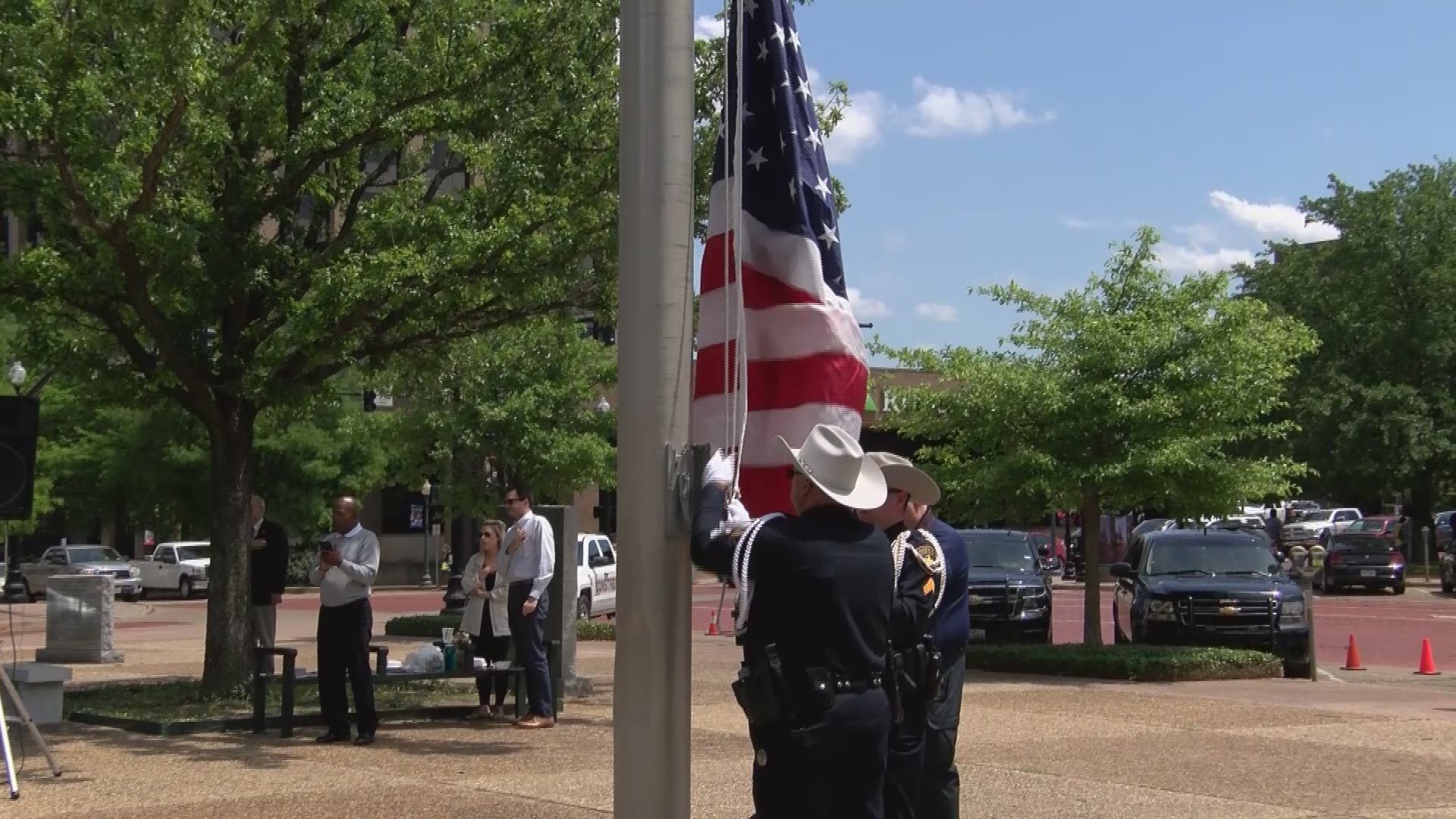 During the ceremony, the names of fallen officers killed in Smith County and across the state of Texas were read aloud while a rose was placed at the Peace Officers Memorial in downtown Tyler.