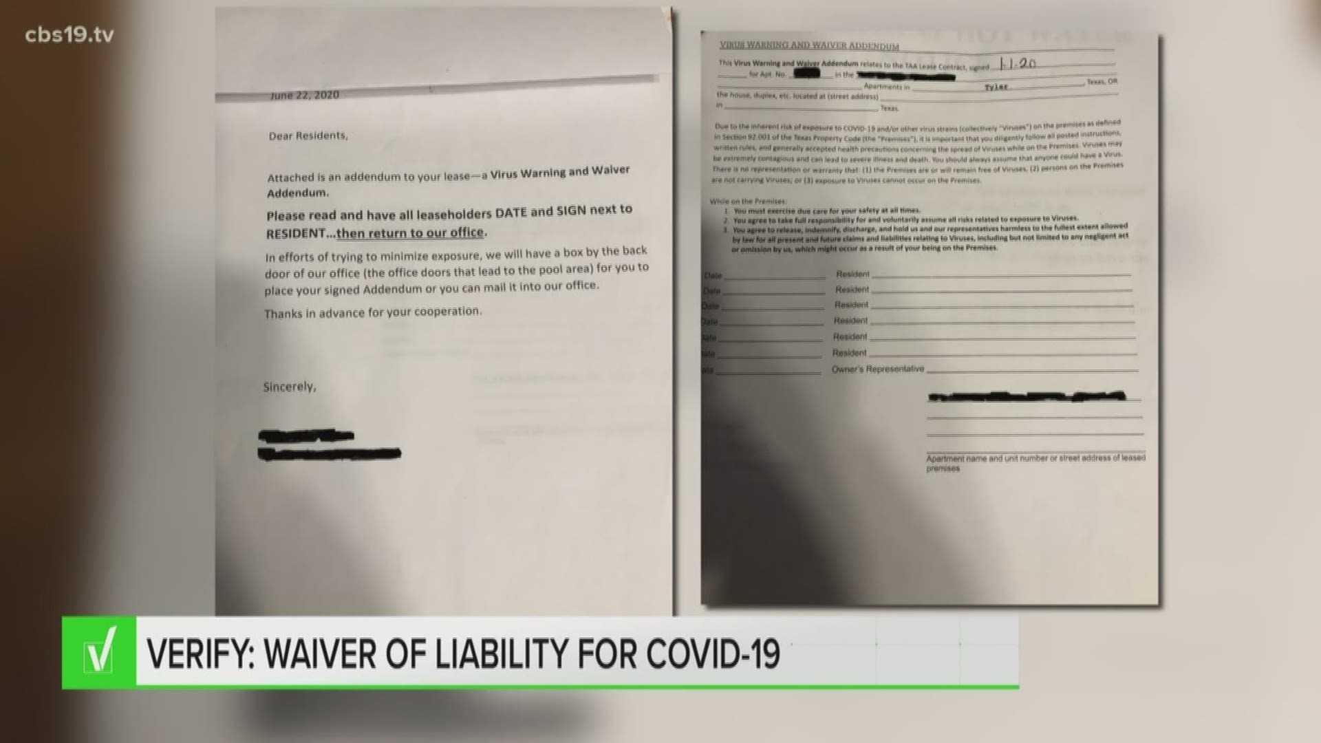 Verify Can An Apartment Force Tenants To Sign Release Of Liability Waivers For Covid 19 Cbs19 Tv