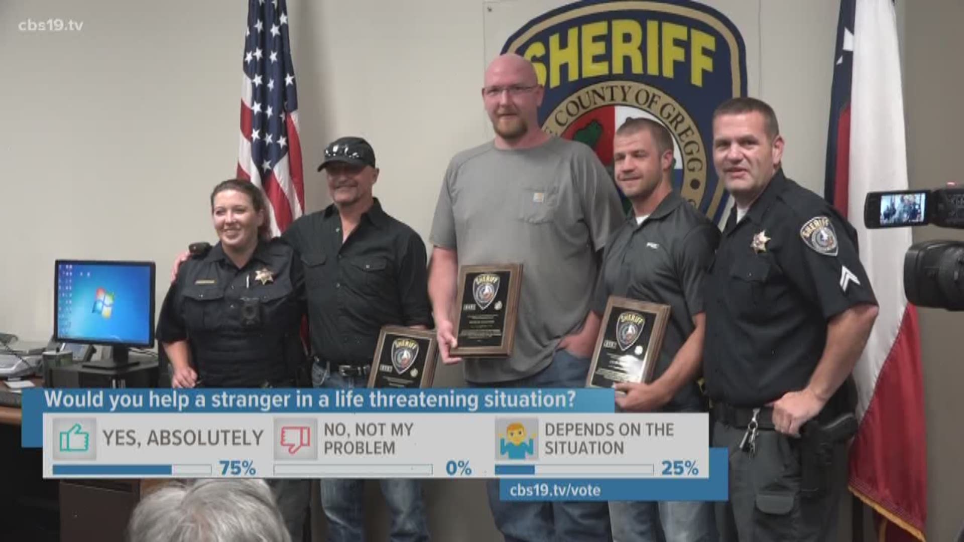 Good Samaritans honored for helping two officers with the Gregg County Sheriff's Office