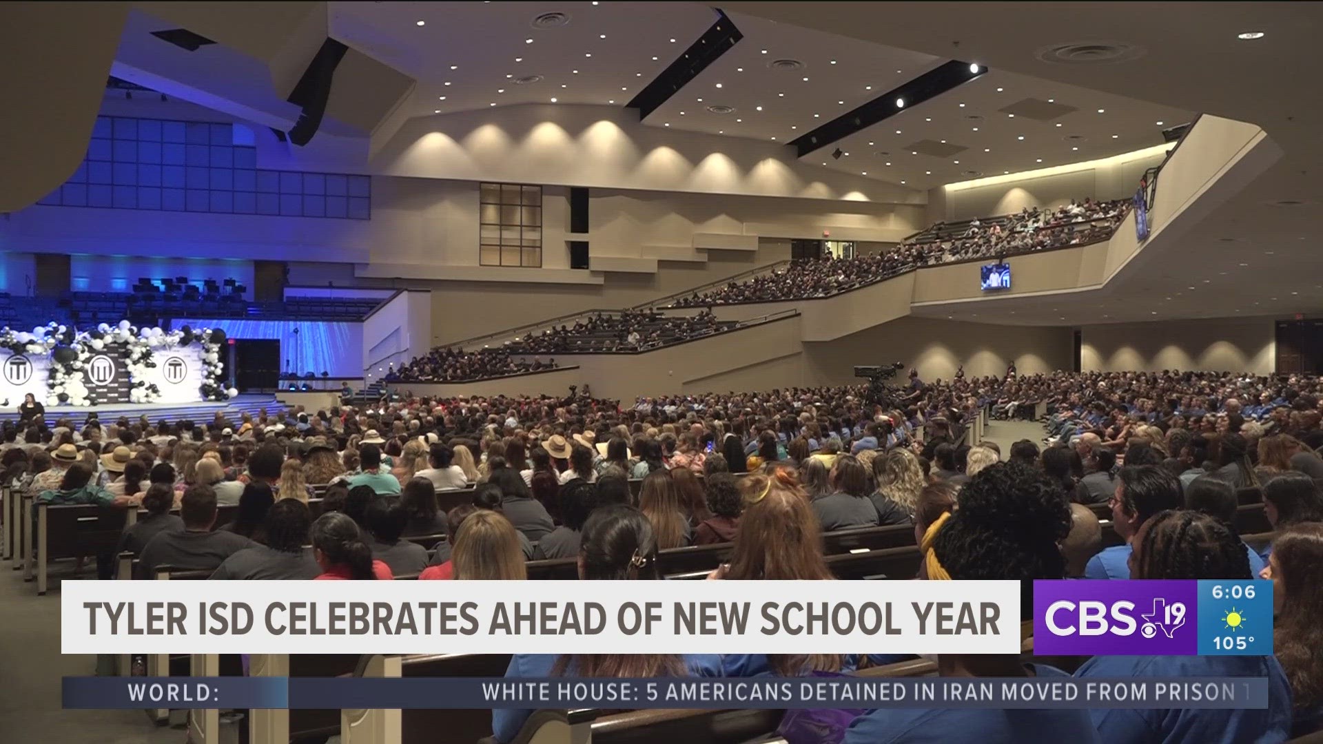 Almost 3,000 TISD employees gathered together at Green Acres Baptist Church for a little fun and inspiration before the bell rings.