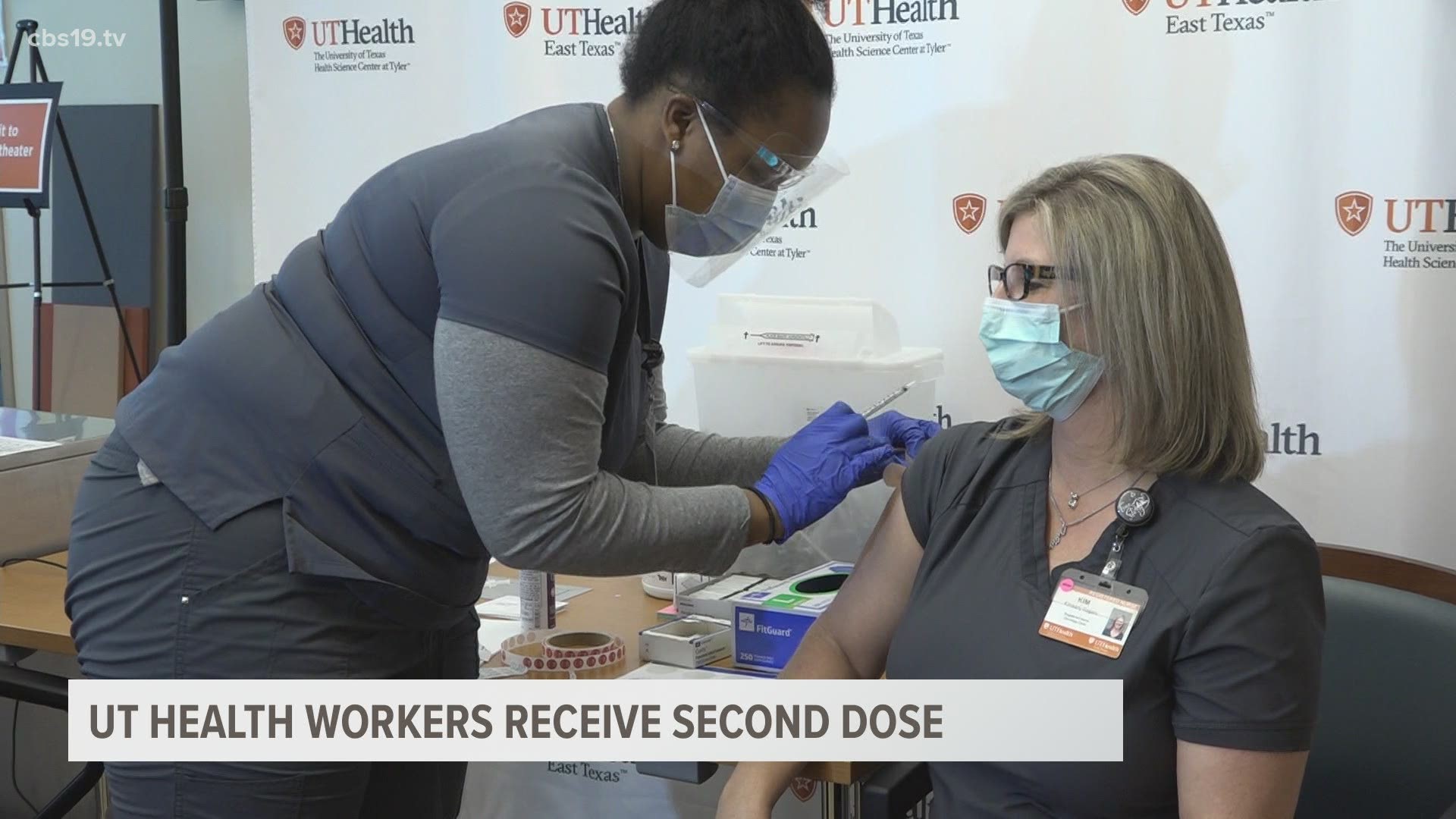 UT Health East Texas health care workers received the second dose of the Pfizer-BioNTech vaccine Tuesday, which is given in two doses 21 days apart.