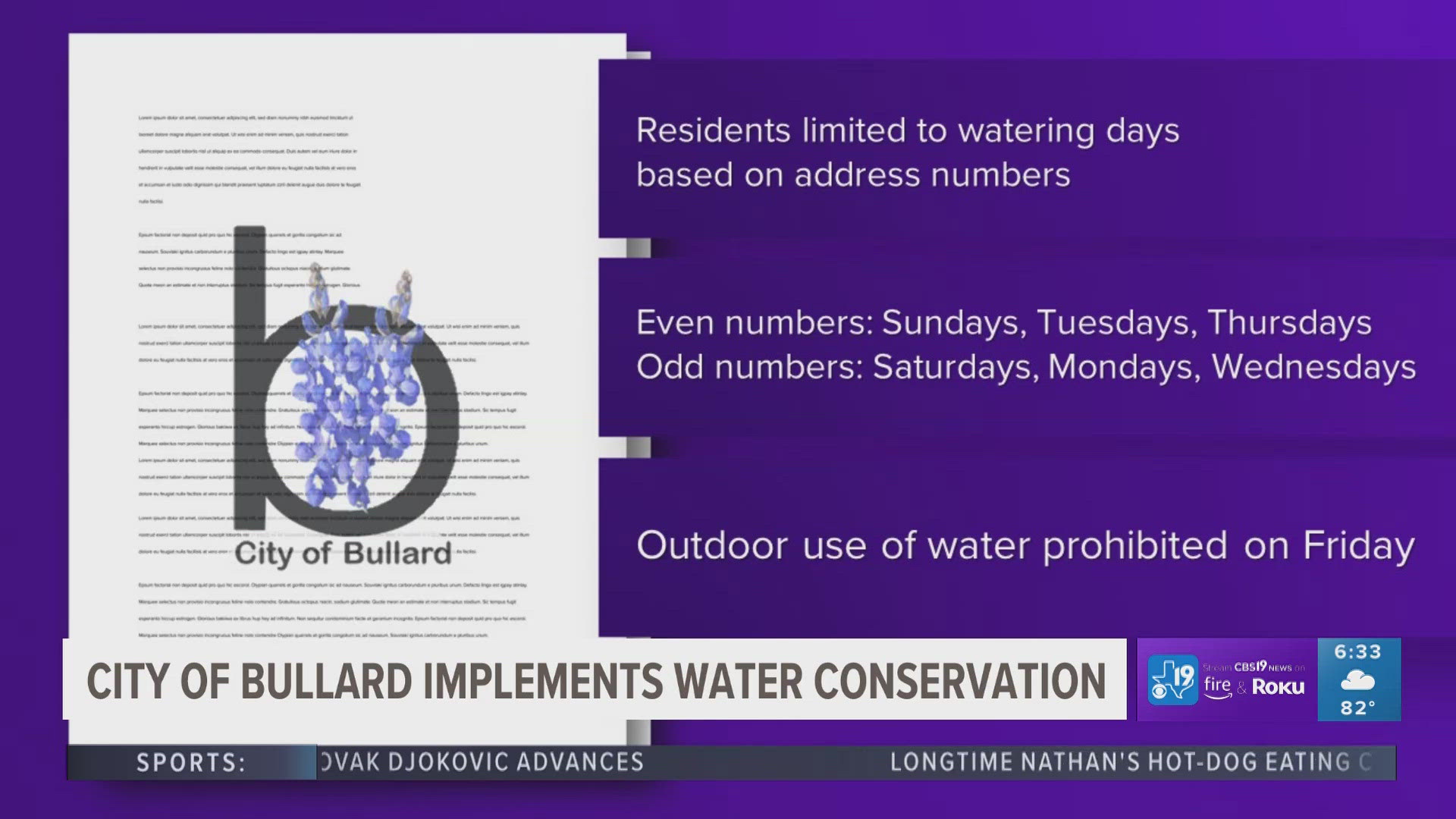 City of Bullard implements stage 1 water conservation efforts