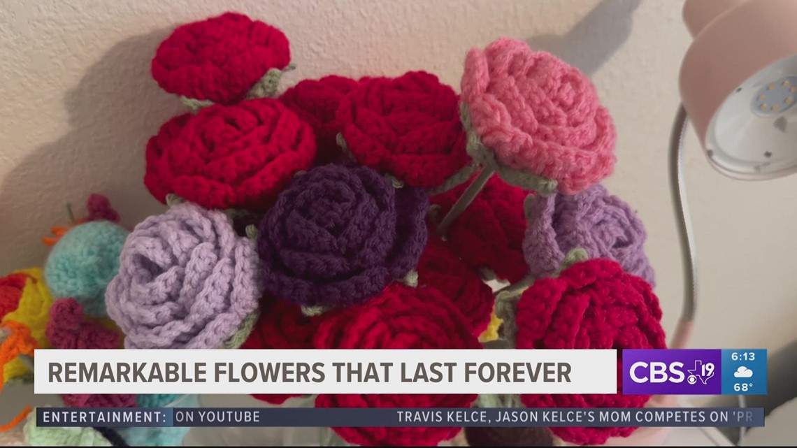 East Texas artist creates 'everlasting flower' using crocheting skills for unique Valentine's Day gift