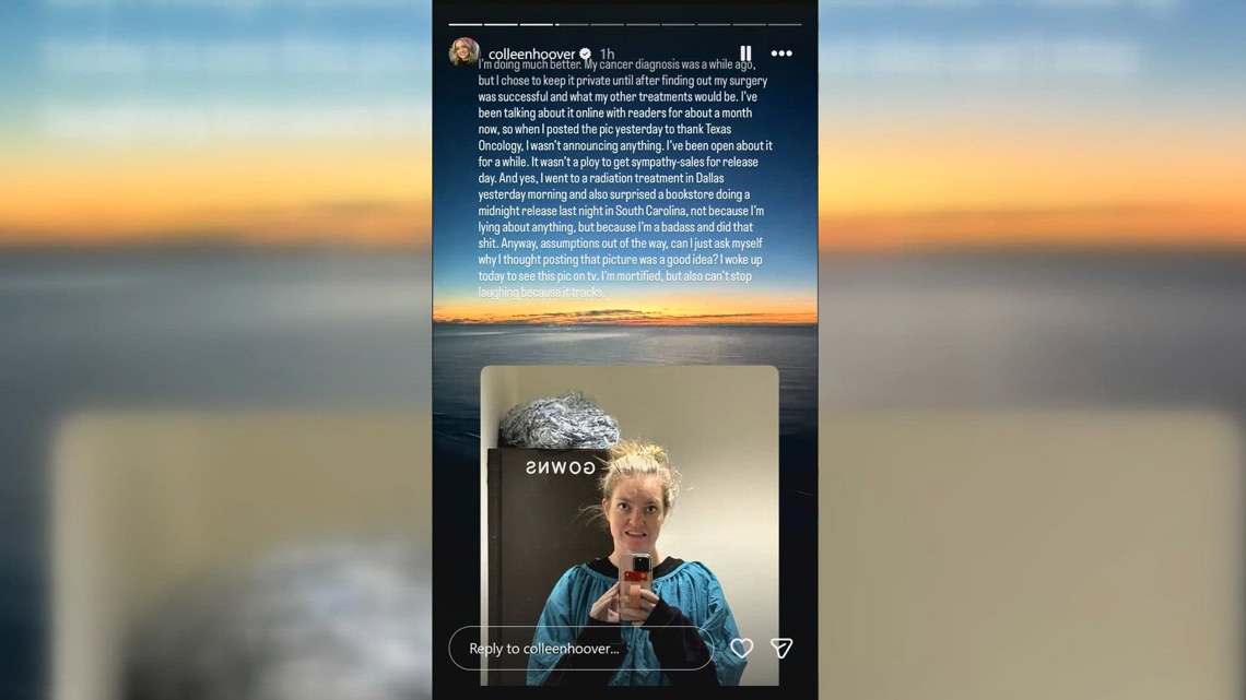 Texas author Colleen Hoover reveals cancer journey