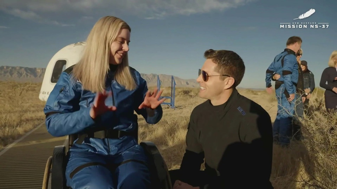 First wheelchair user reaches space on Blue Origin flight
