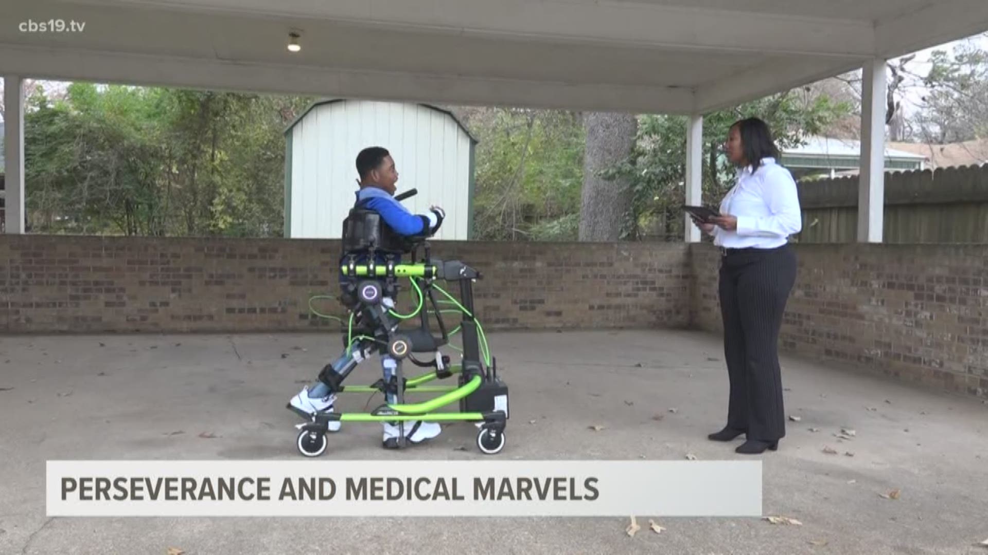 DeJai Mitchell has been confined to a wheelchair his whole life, but now he is learning to walk using a robotic assistant.