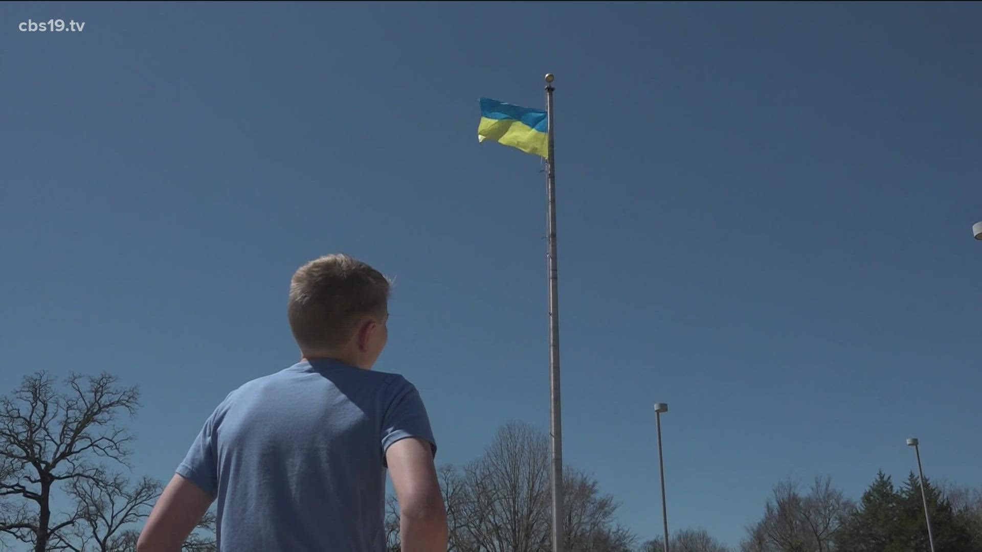 "Putting up the flag in the morning, just the American Texas and Jacksonville flag, I thought it'd be cool if we flew the Ukrainian flag to show support."