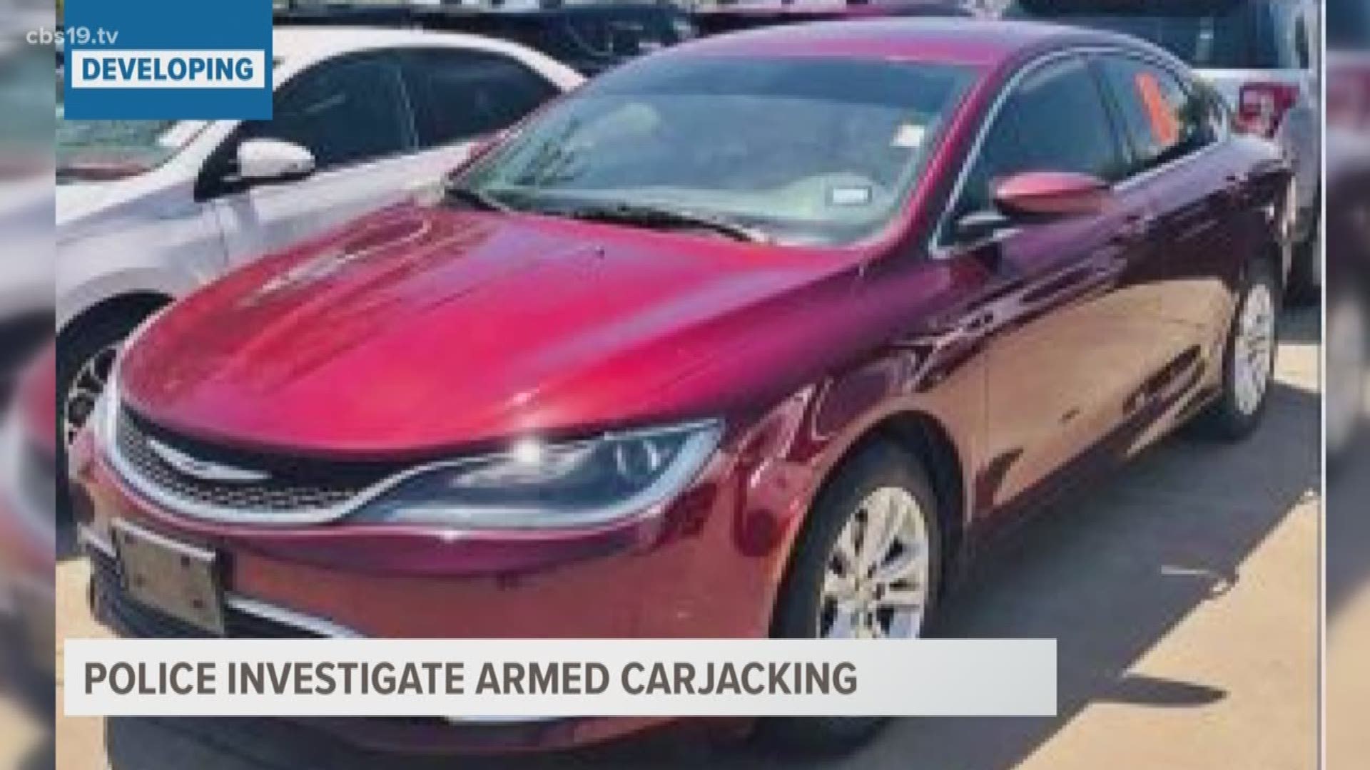 Police say the stolen car is a four-door 2016 Maroon Chrysler 200 with the license plate MLJ-4674.