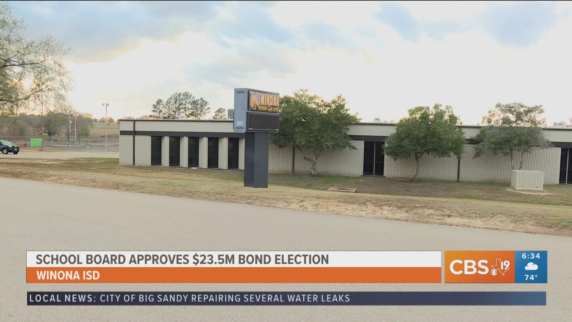 Winona ISD board calls for $23.5 million bond election in November