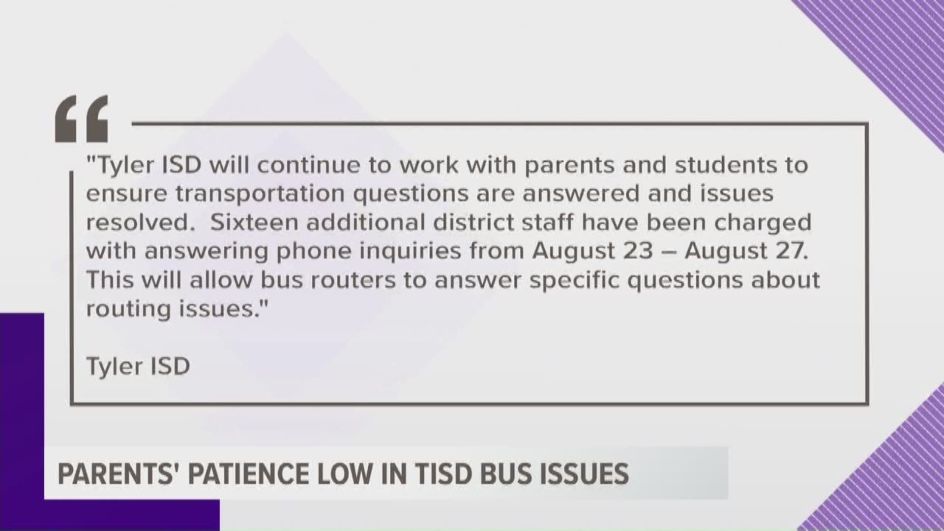 It's day four of the first week of school, and some TISD parents said they're children are still not being picked up by the TISD bus system. 