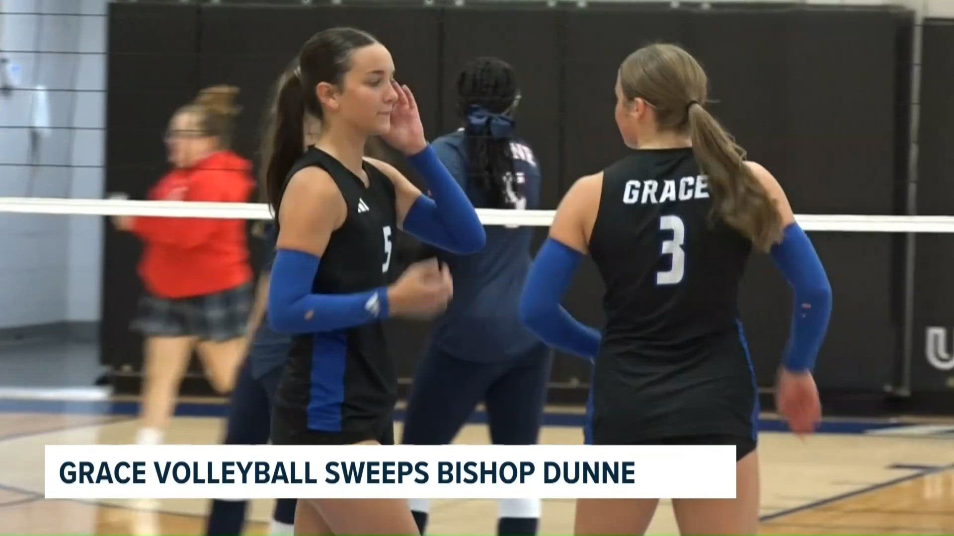 In Stream Media Example Grace sweeps Bishop Dunne in straight sets at home | cbs19.tv