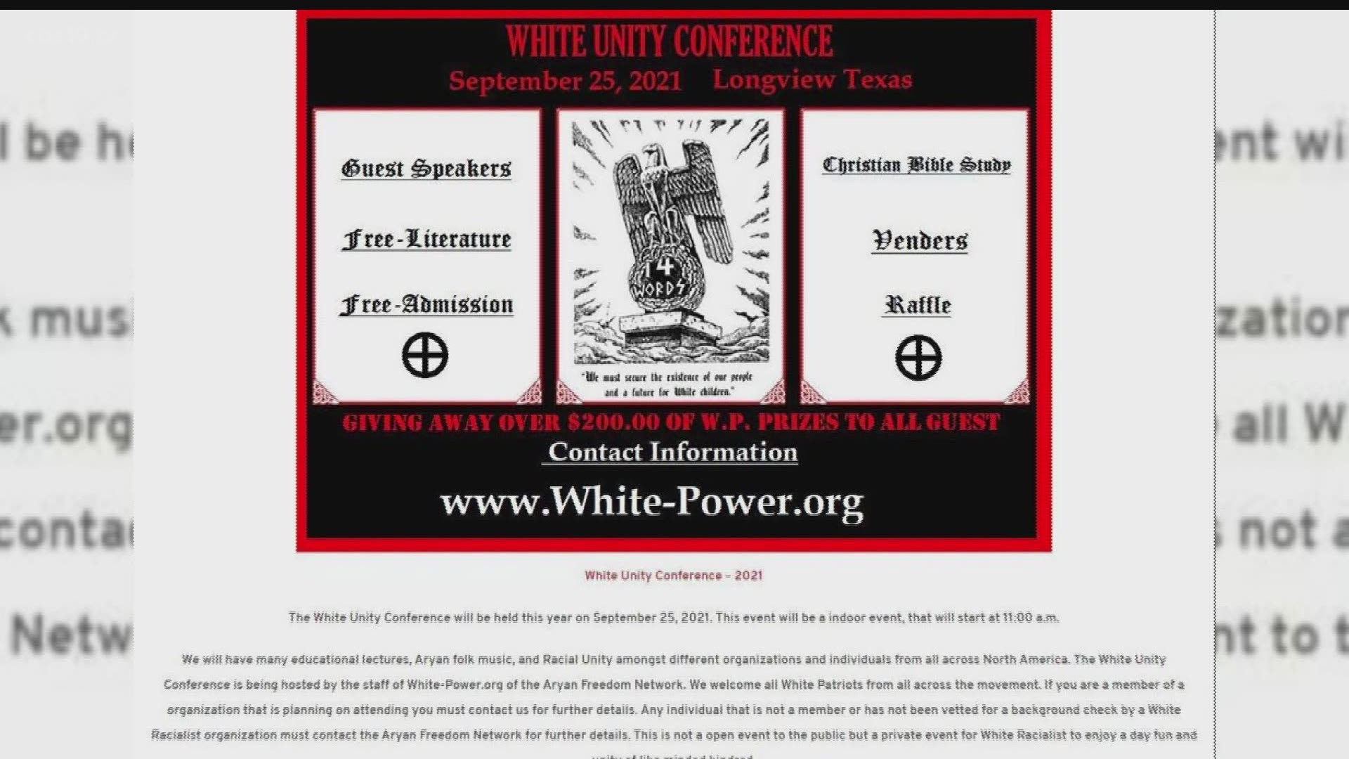Longview mayor responds to potential 'White Unity Conference' claiming to take place in September. City officials say the event if not verified.