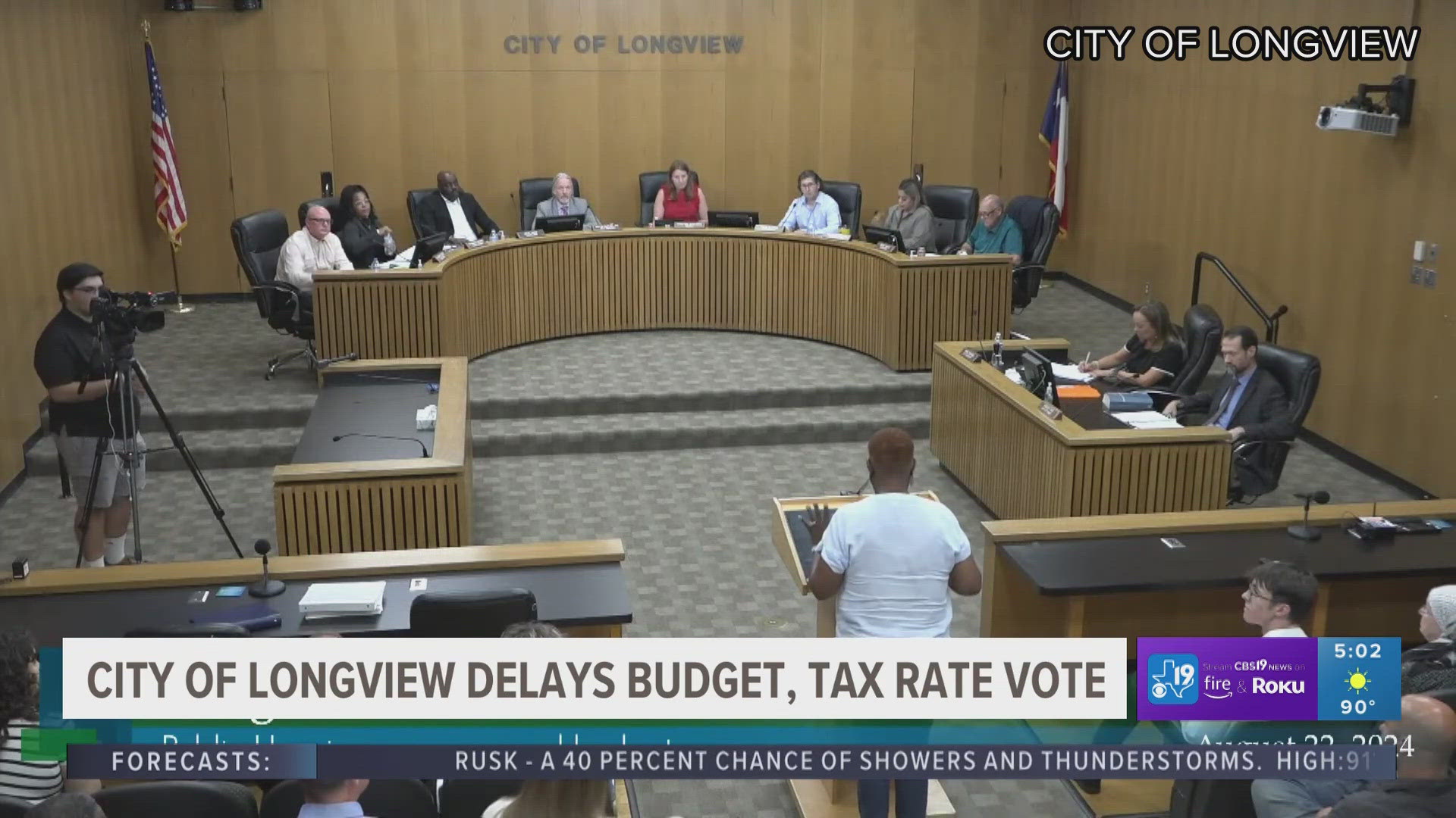 The over $215 million budget, which includes $95.5 million in the general fund, with a tax rate of 56.19 cents per $100 valuation was on the agenda for approval.