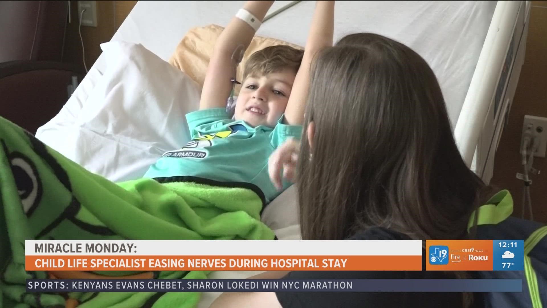 MIRACLE MOMENT: Child Life Specialist easing nerves during hospital stay