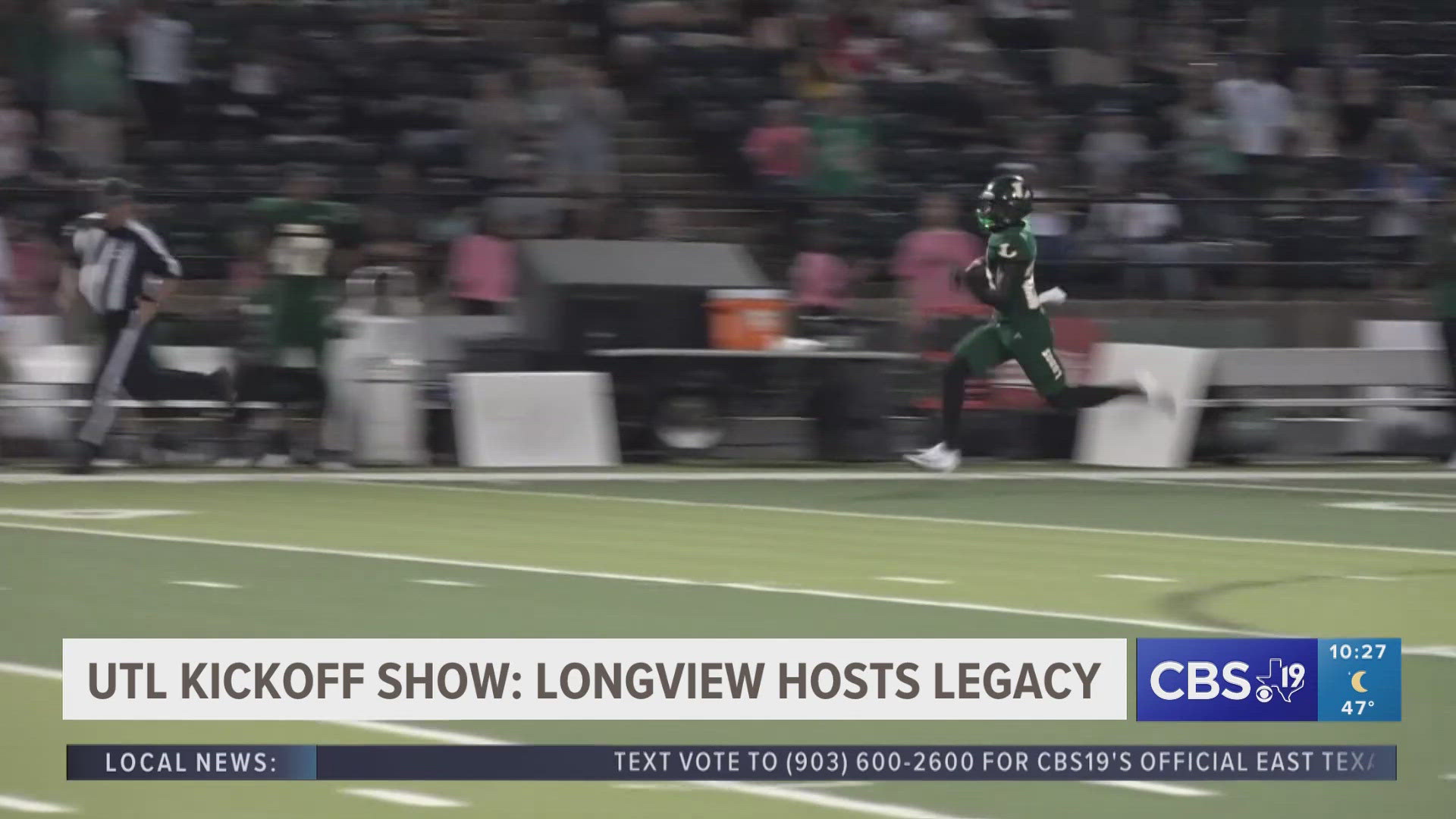 The Longview Lobos are 4-2, while the Tyler Legacy Raiders are 3-4.