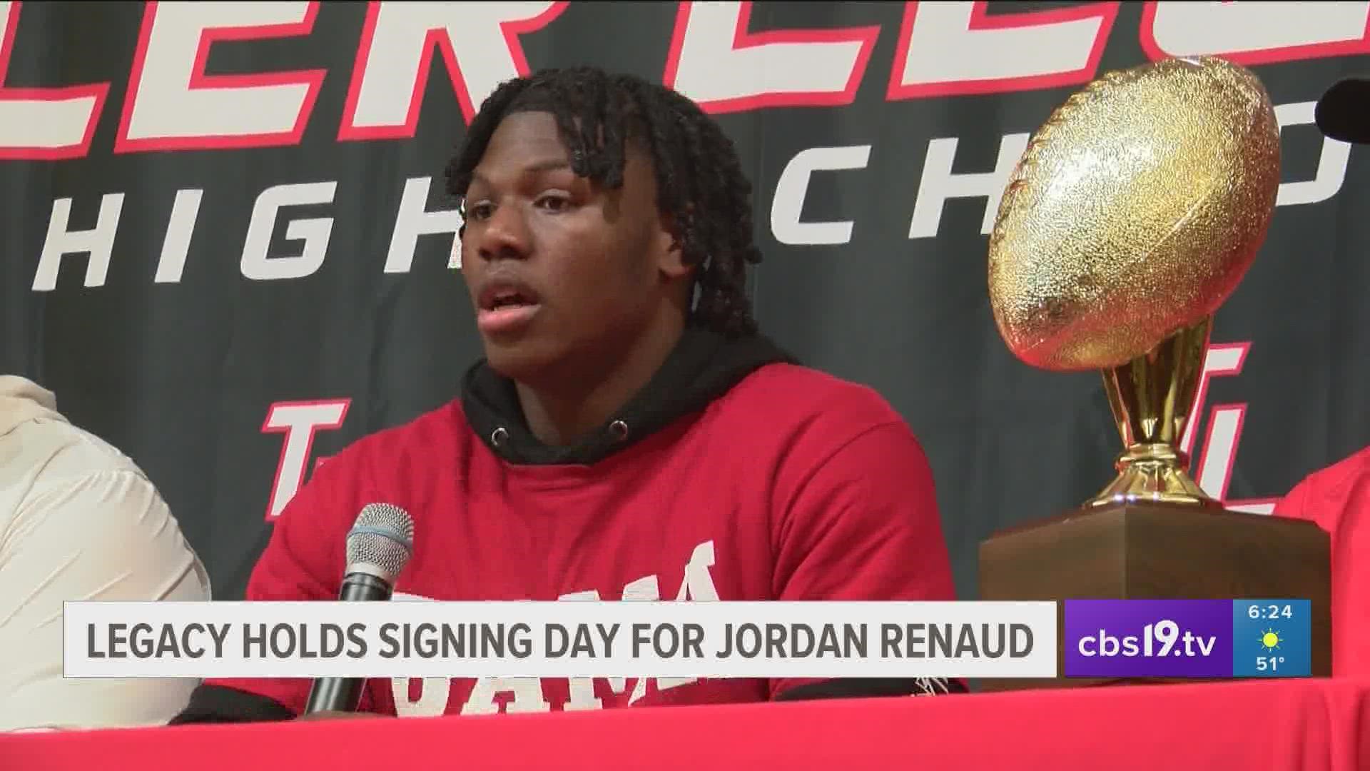 Tyler Legacy held a signing ceremony for defensive lineman Jordan Renaud ahead of early signing day.
