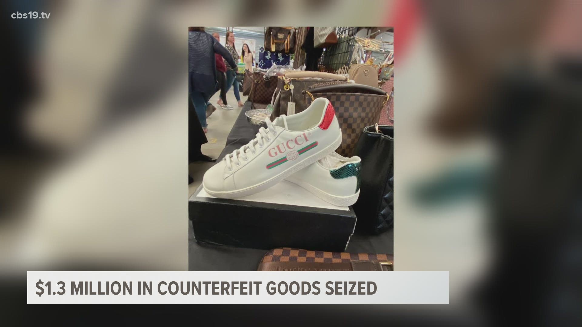 Local and federal law enforcement agencies say they seized numerous counterfeit goods at the First Monday Trade Days in Canton on Friday.