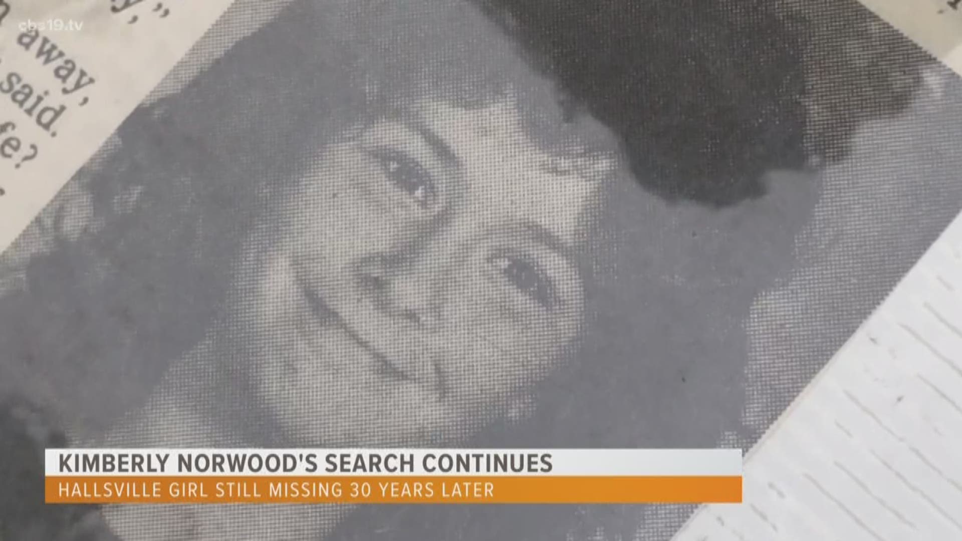 Three decades later and the search still continues. 
It's been thirty years since twelve year old Kimberly Norwood went missing near her home in Hallsville. 
Her mother Janice Norwood, is working to bring her story back to light, with hopes of finding her daughter.
