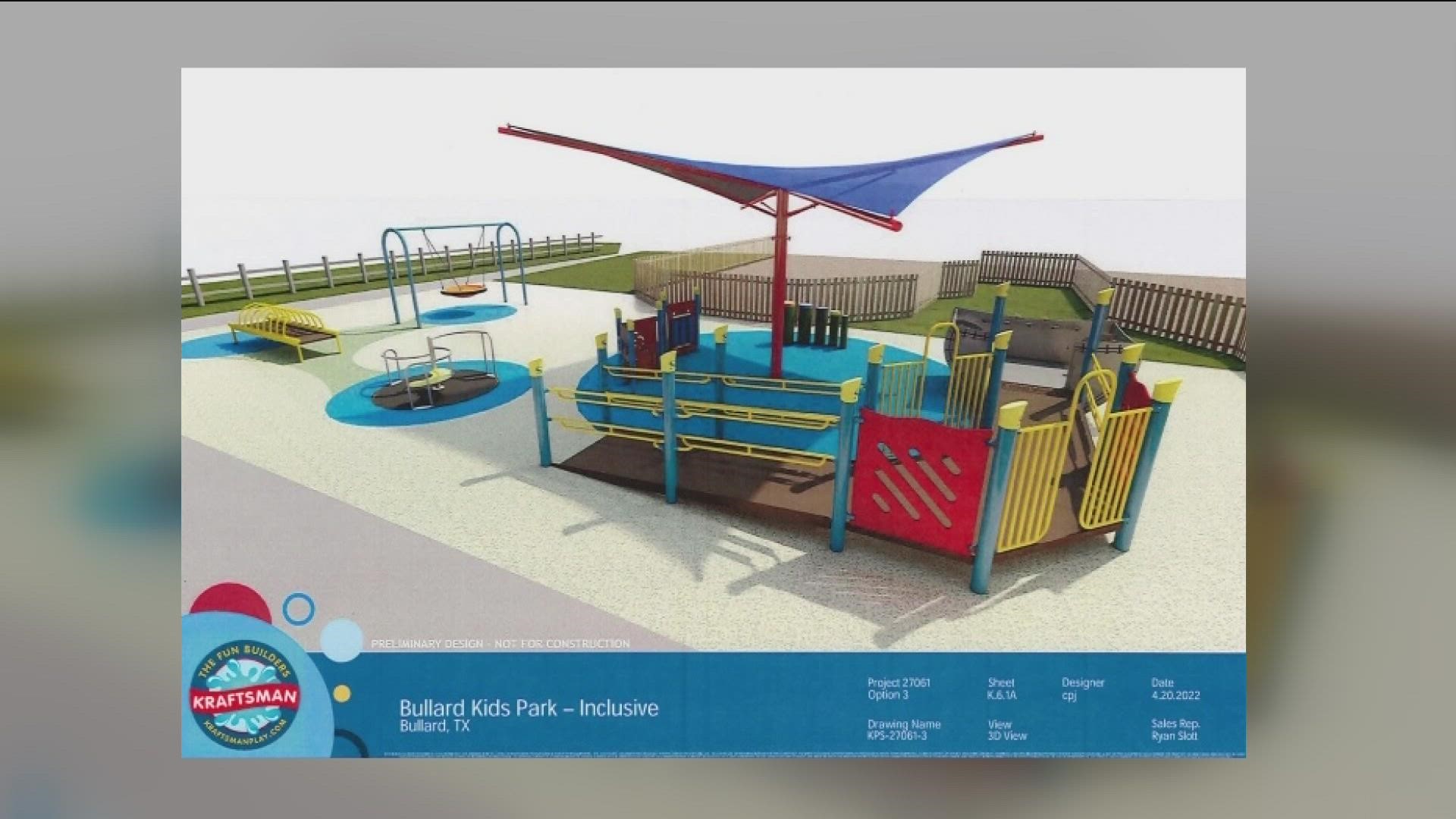 Bullard Kids Park will soon feature all-inclusive playground.