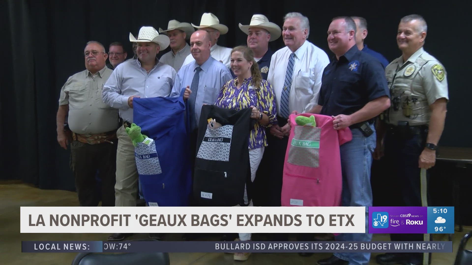 Founder KC Kilpatrick alongside several East Texas and sheriffs from Louisiana welcomed Geaux 4 Kids to Texas with a meeting at Bodacious BBQ in Kilgore.