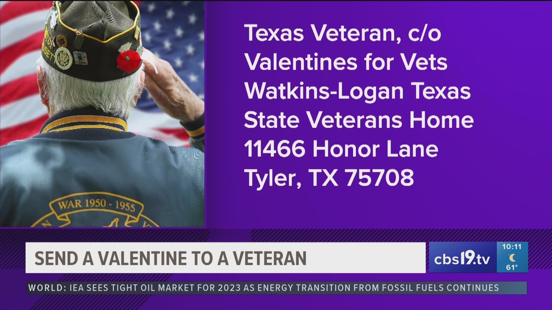 Watkins-Logan Veterans Home in Tyler is seeking Valentine's Day cards for its residents.