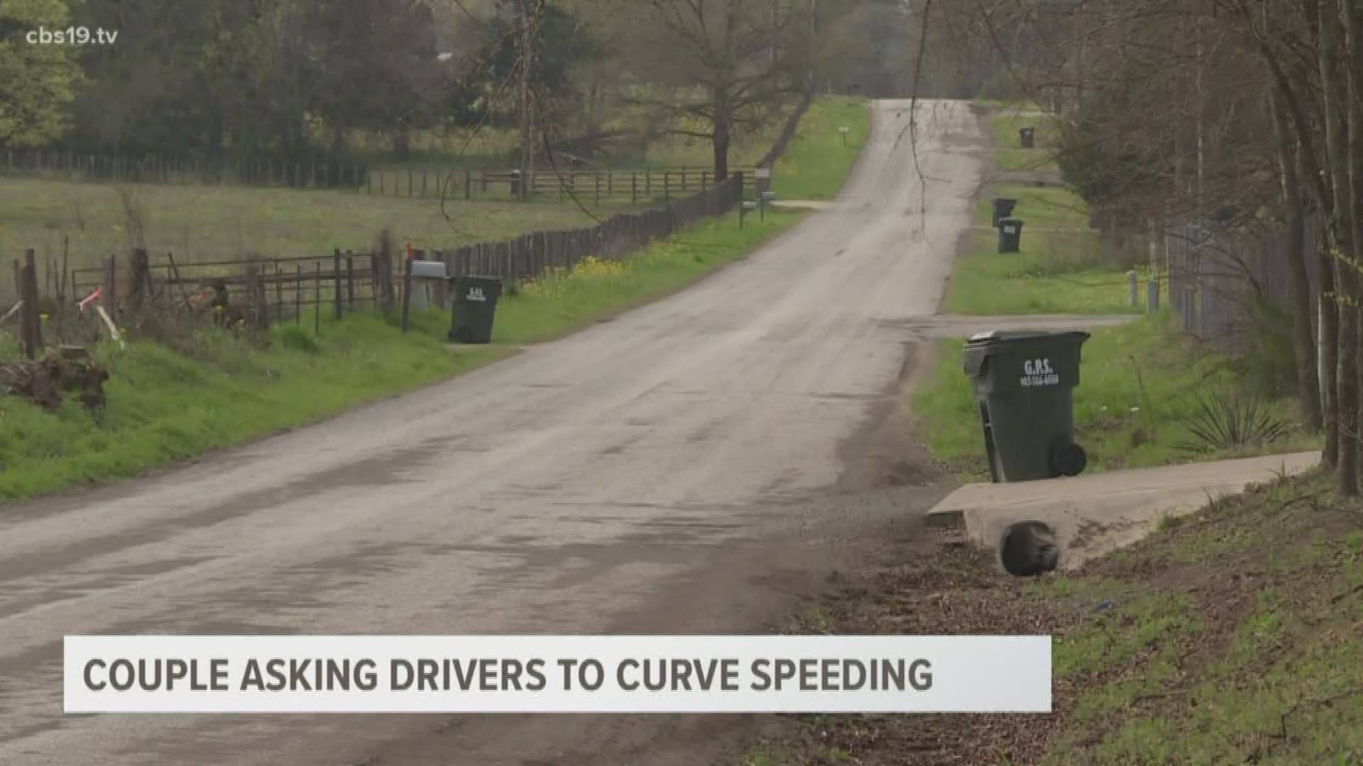 The couple is asking drivers to slow down at the curve on County Road 433 in Lindale.