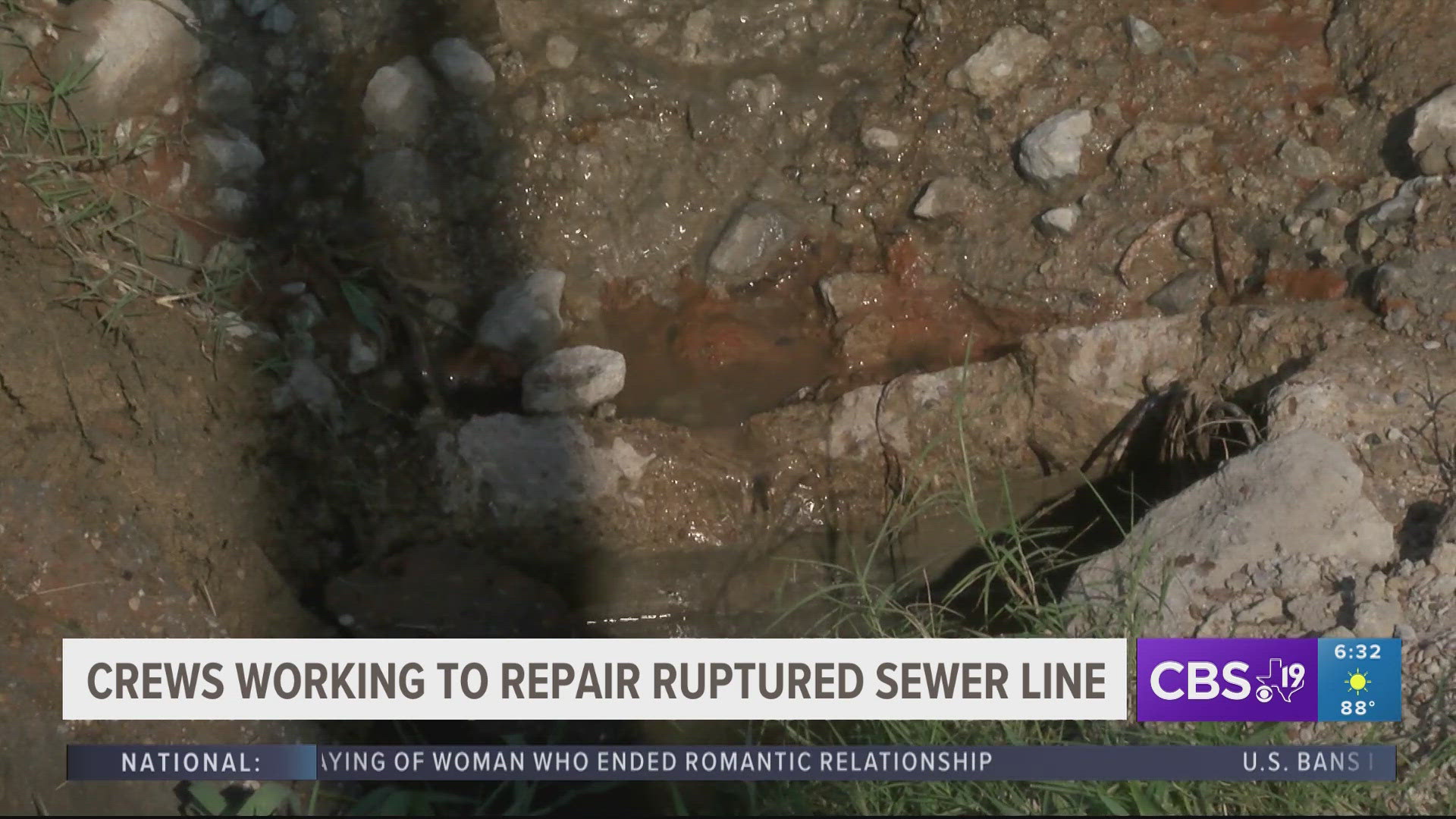 Crews working to repair ruptured sewer line