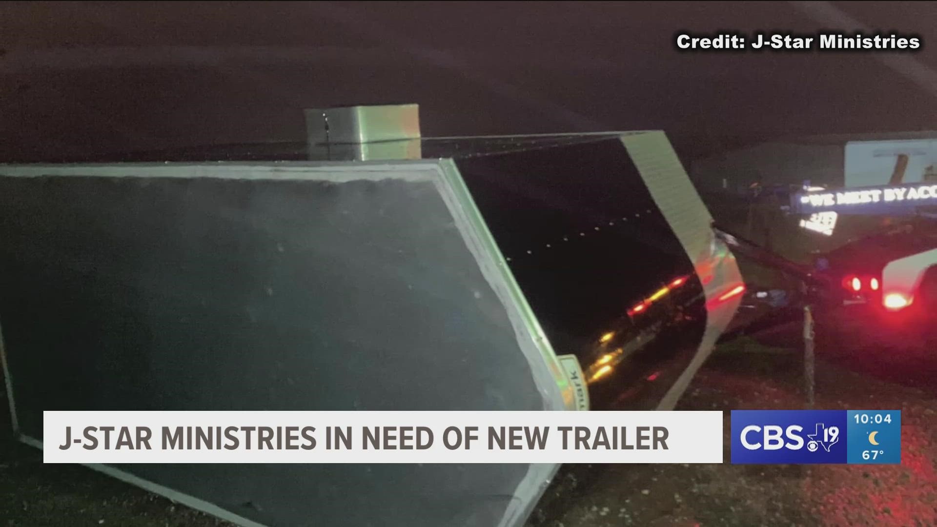 Strong winds from last Thursday’s severe storms flipped over and totaled J-Star Ministries' trailer.