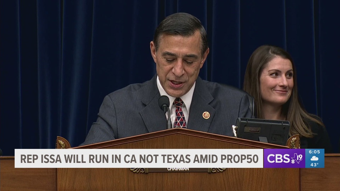 Rep. Darrell Issa will run in California, not Texas amid Prop 50 | cbs19.tv
