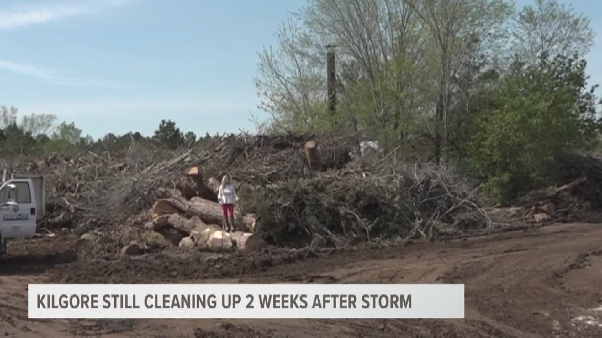 Kilgore is still cleaning up the debris from a storm that passed through the city two weeks ago. The damage left many people without homes, and trees scattered throughout the streets.