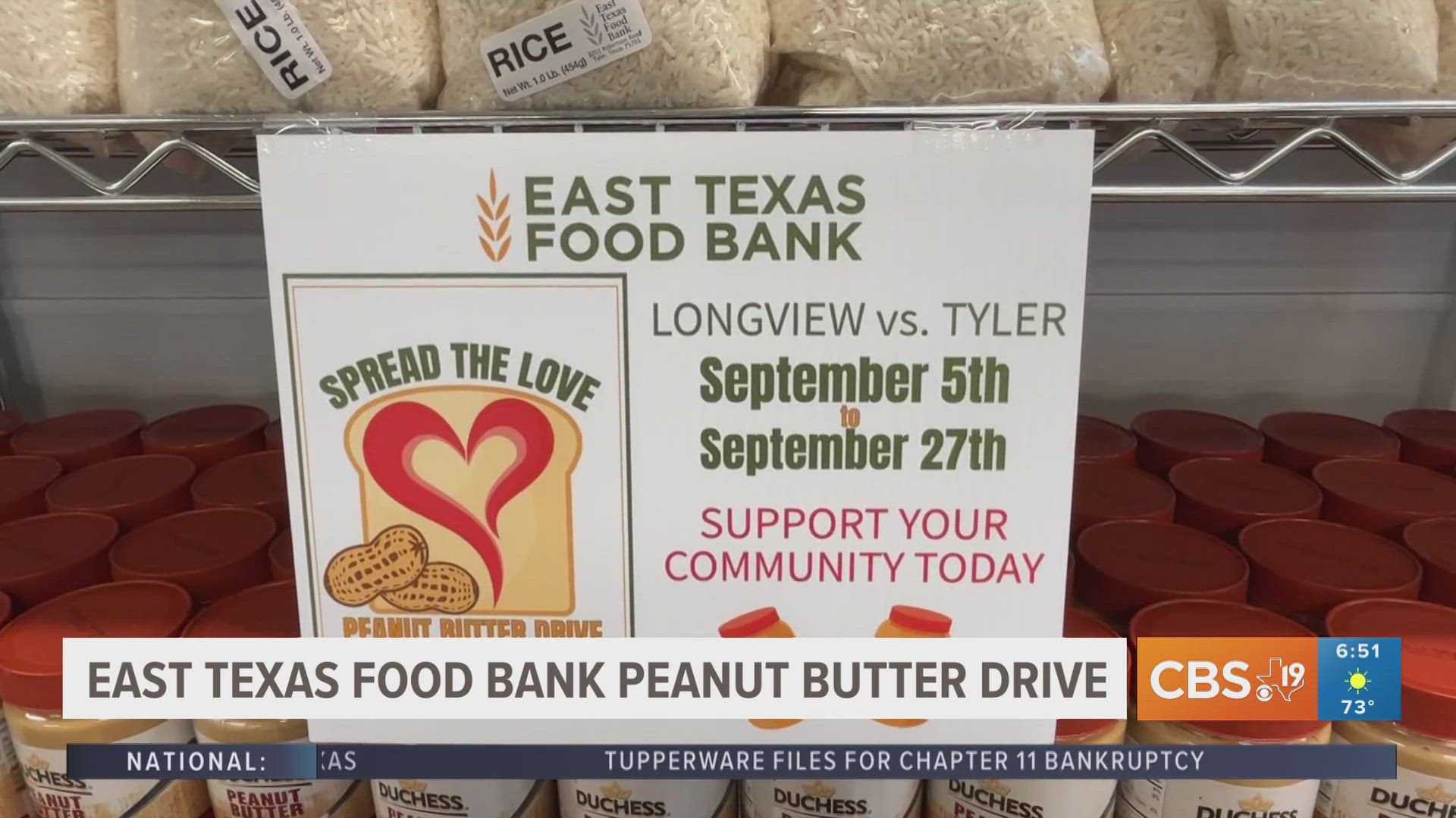 The jars can be dropped off through Sept. 27 in ETFB food barrels in Brookshire’s, Super 1 Foods and Fresh locations in both Tyler and Longview.