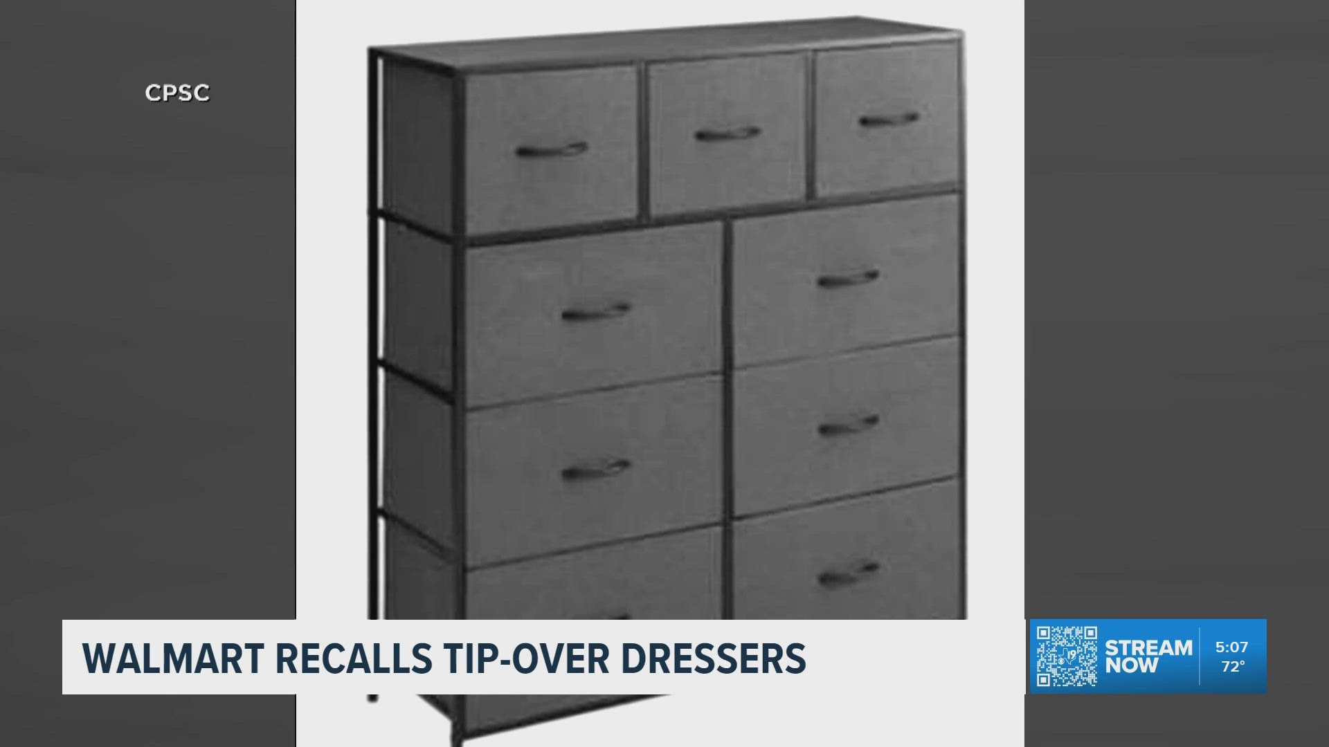 Walmart recalls Mainstays dressers over tip-over hazard Walmart recalls Mainstays dressers over tip-over hazard
