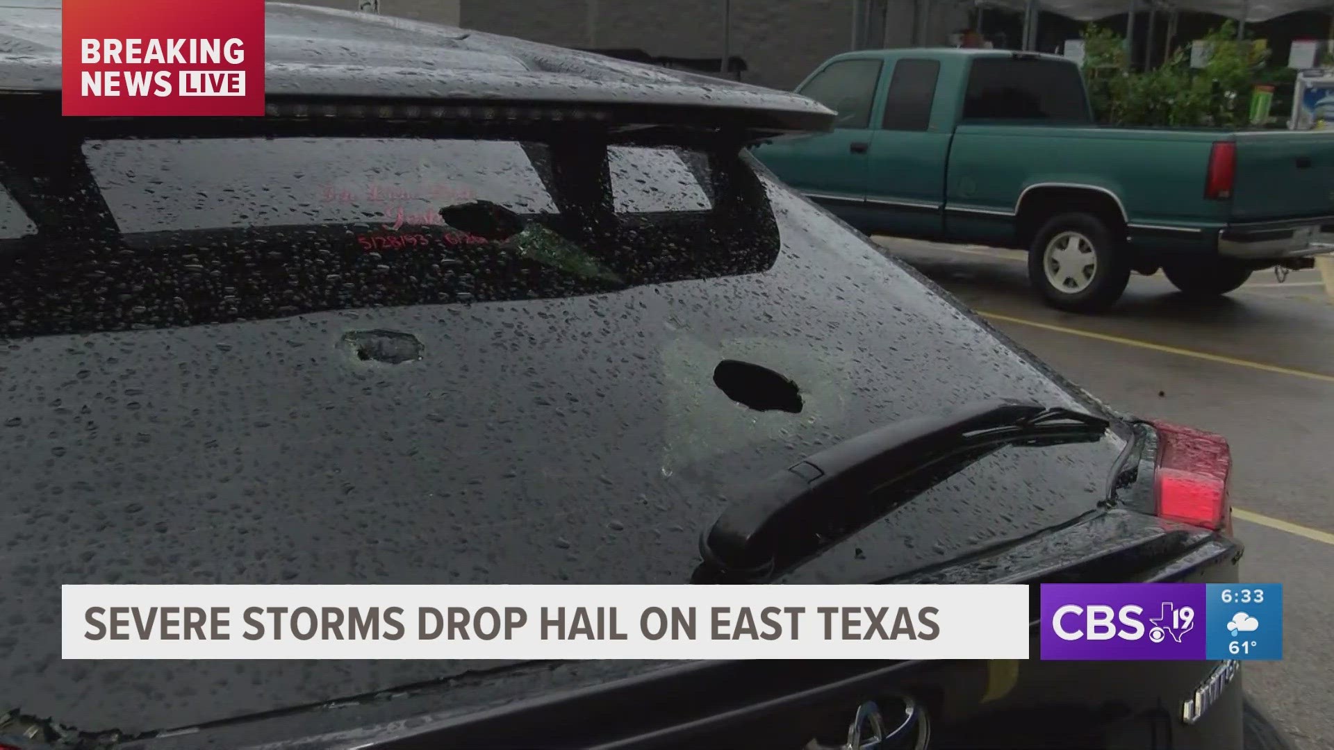 Multiple cars damaged by hail at Henderson Walmart