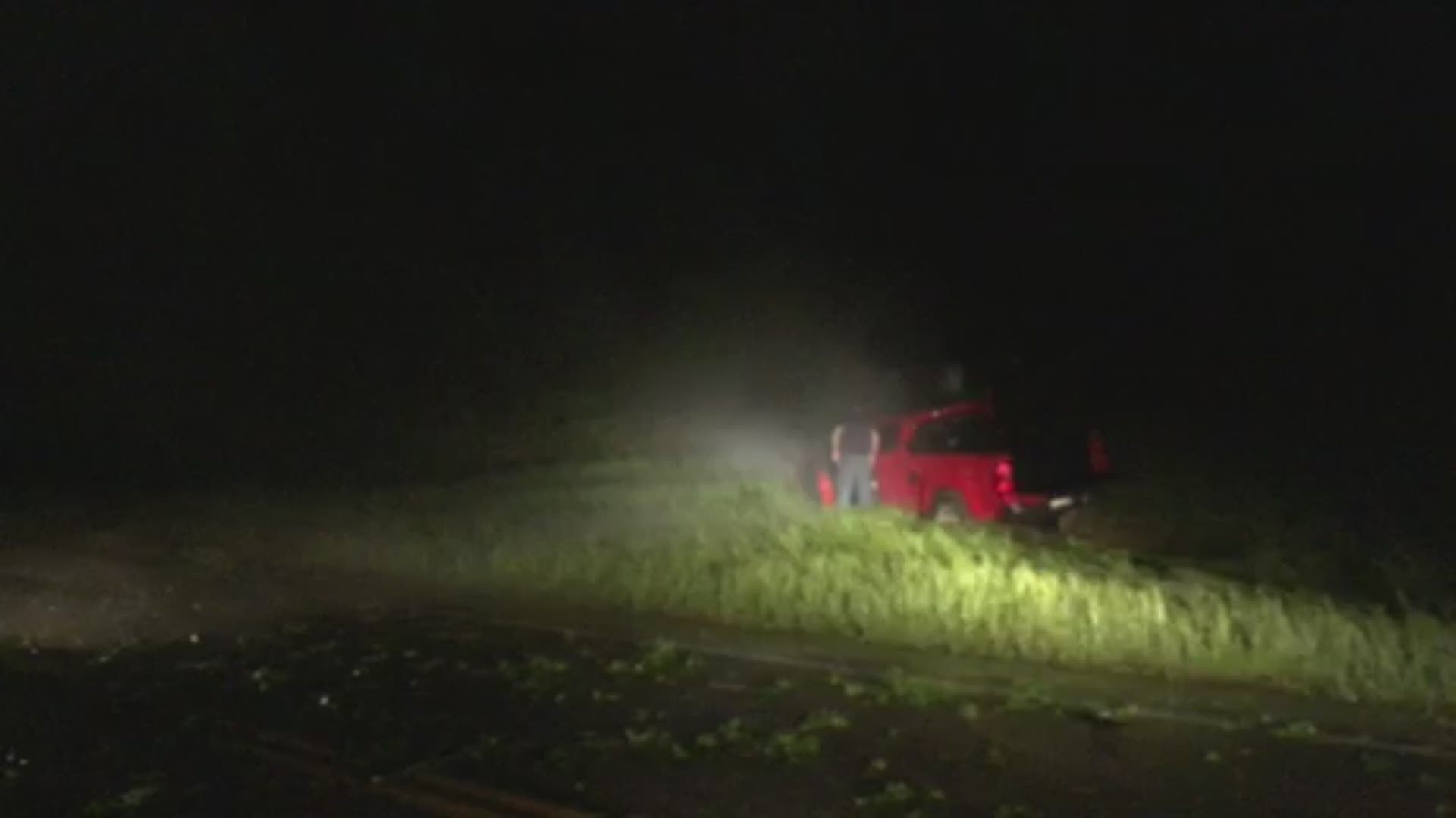 A downed tree caused a pickup truck to crash on Spur 362 in Tyler after severe storms slammed the area