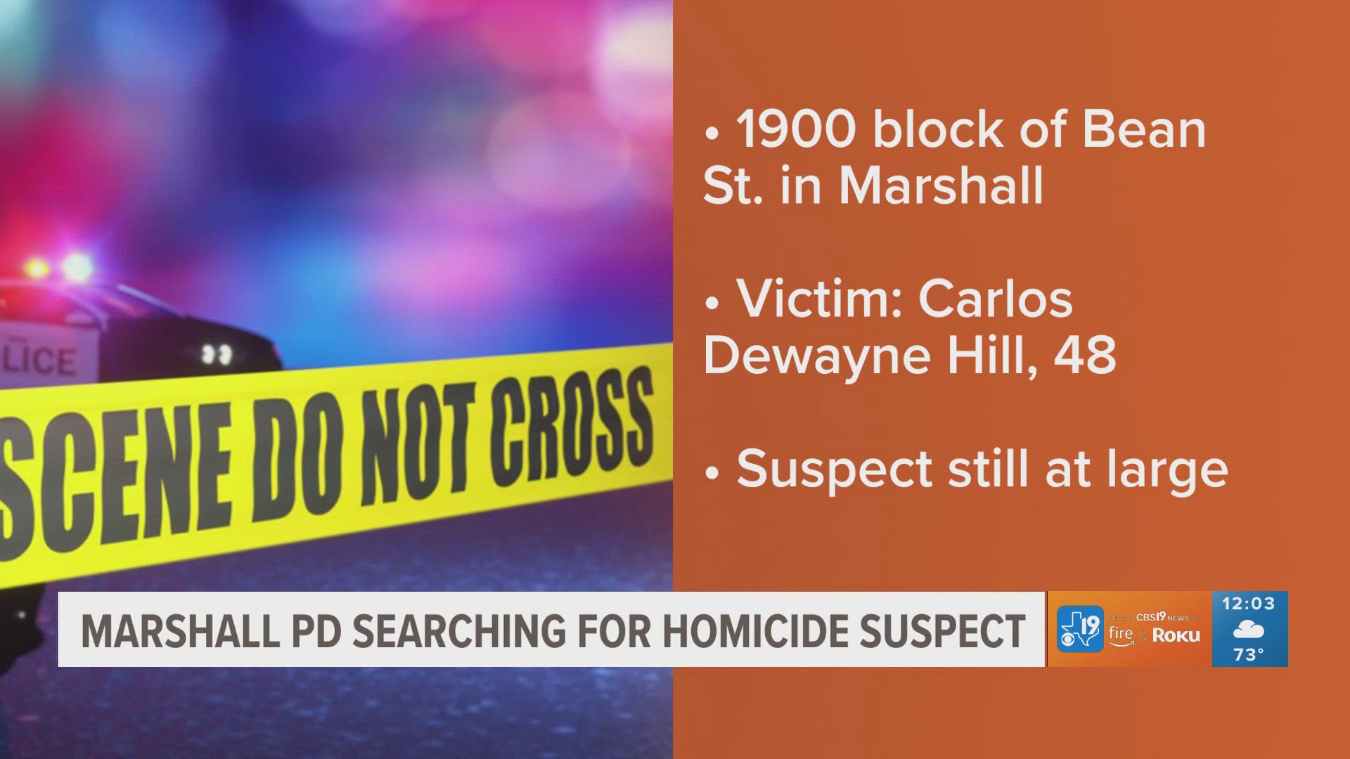 Marshall police seek suspect after man killed in shooting | cbs19.tv